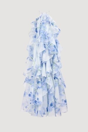 AJE Style Blue Watercolor Floral Maxi Dress